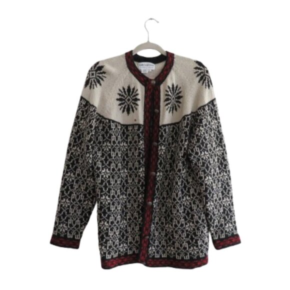 VINTAGE KATHERINE JOHANSSON MARTHA'S VINEYARD Nordic Fair Isle Knit Cardigan - Picture 1 of 15